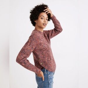 Madewell Space-Dyed Birchmont Side-Button Pullover Sweater in Spacedye Sangria.